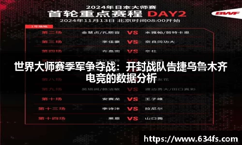 世界大师赛季军争夺战：开封战队告捷乌鲁木齐电竞的数据分析